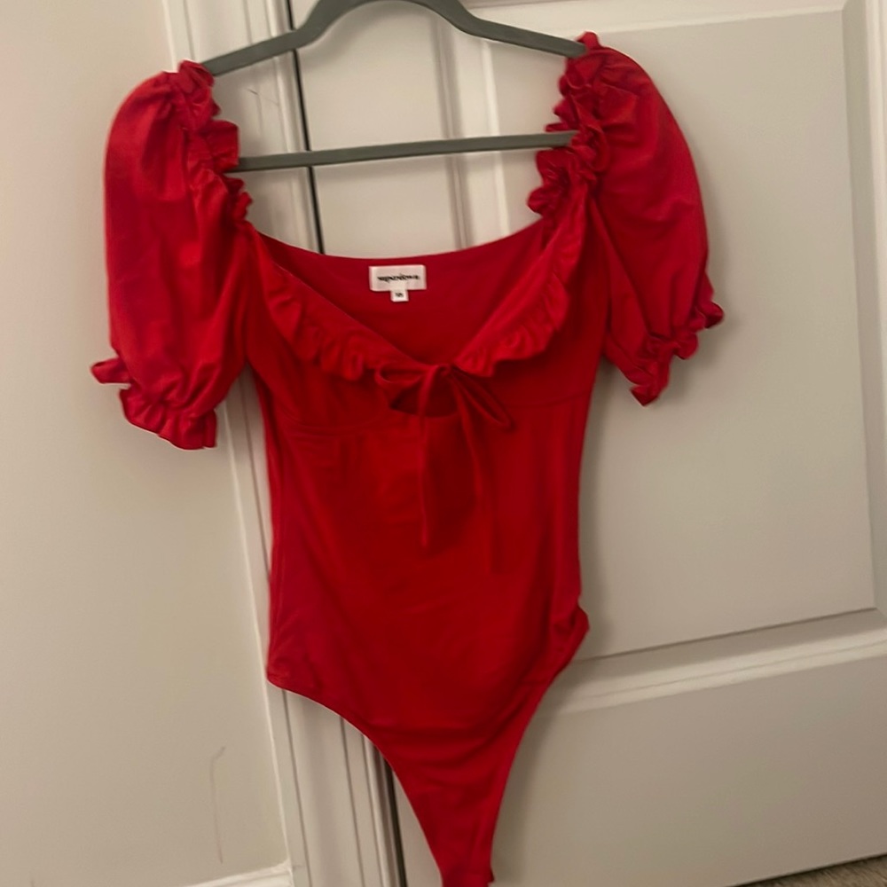 Red Superdown Bodysuit